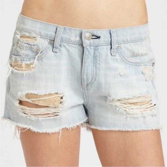 rag & bone Pants - Rag & Bone Cut Off Shorts Distressed In Dixon Light Wash Size 24